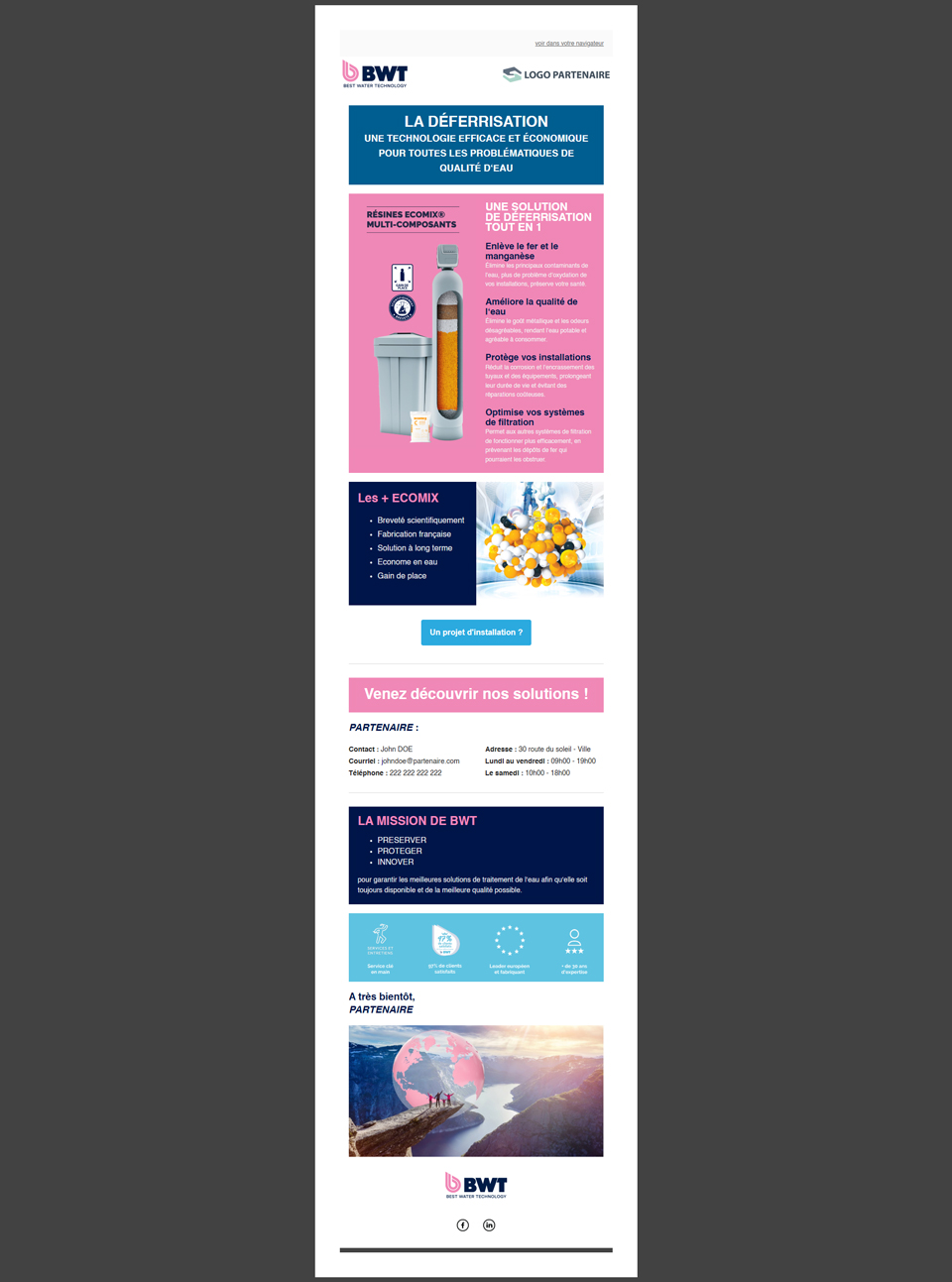 Référence Seconde Peau : BWT Ventes internationales - Outils de communication - Emailing