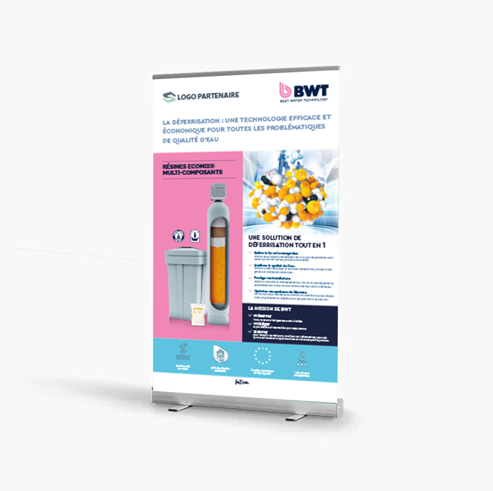 Référence Seconde Peau : BWT Ventes internationales - Outils de communication - Rool Up pour Showroom partenaires