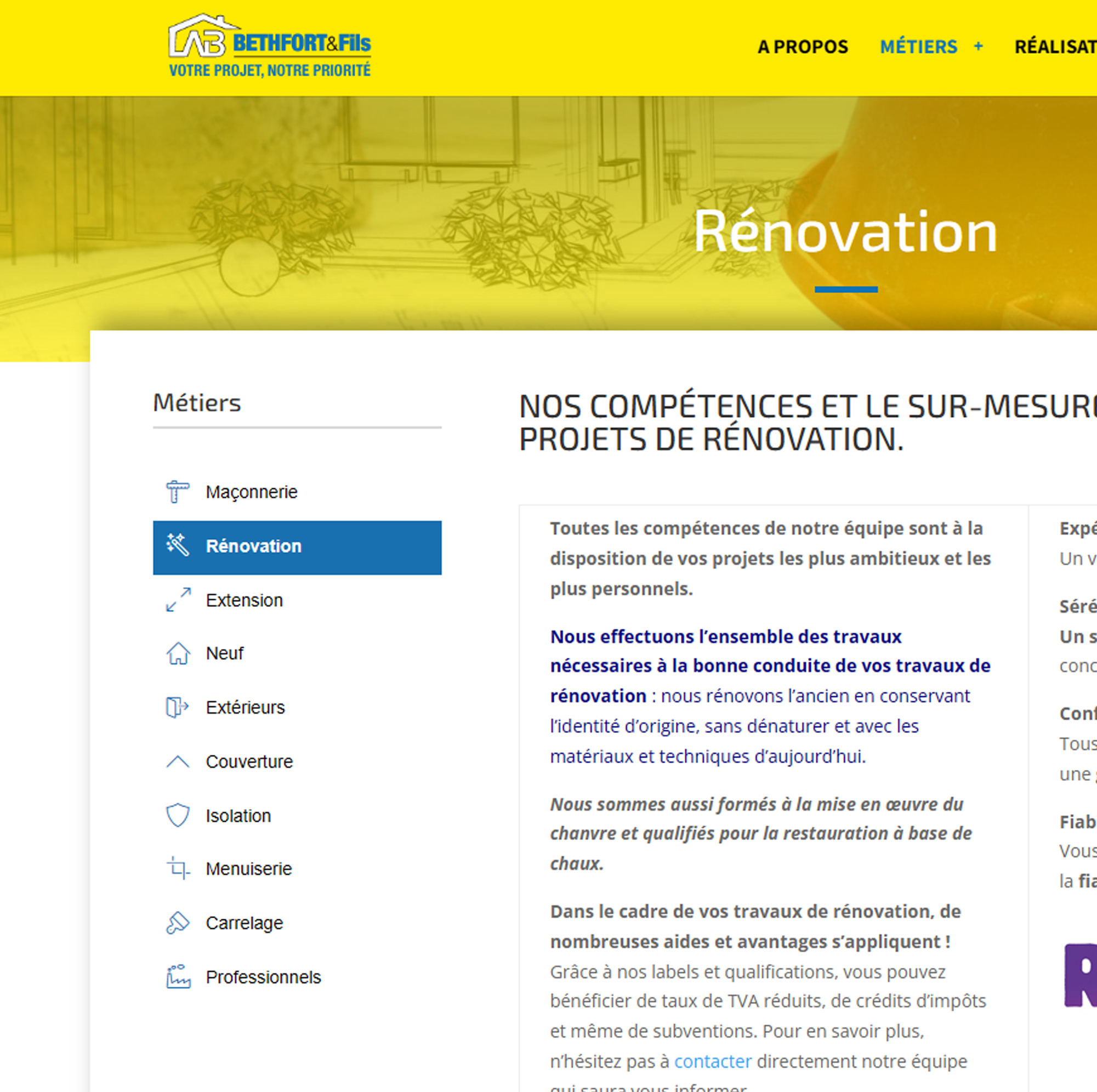 Réalisation Seconde peau : Bethfort - Site web